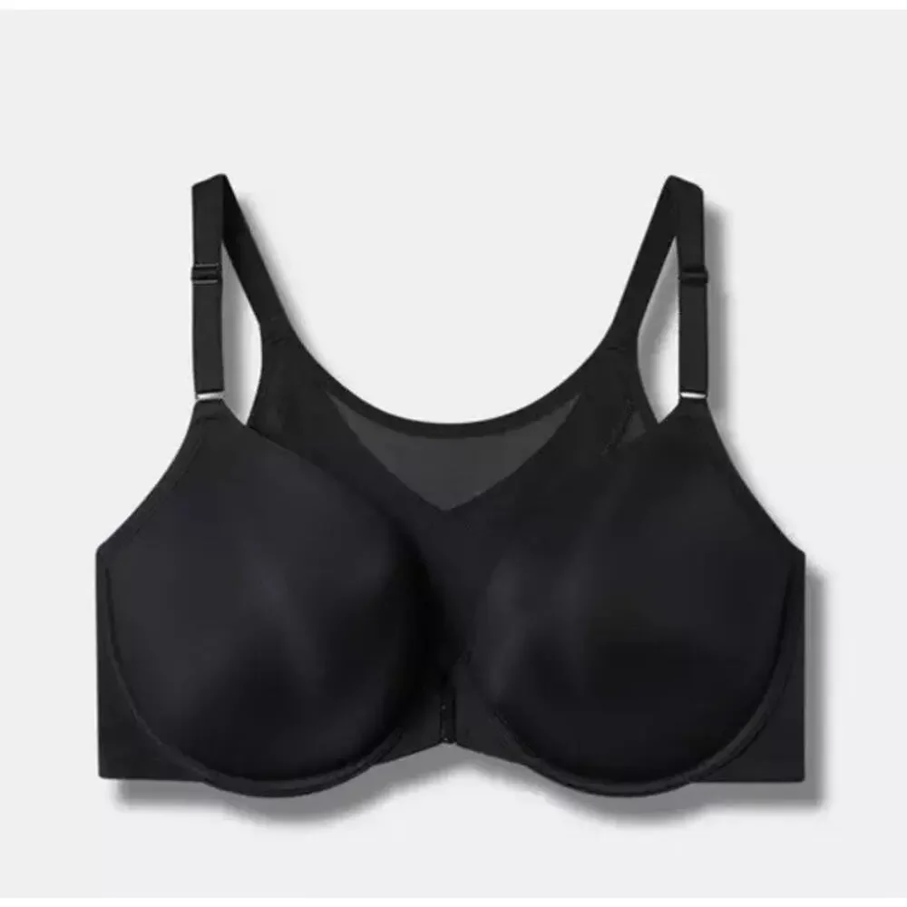 Torrid Perfect T Front Close Bra 46DDD Black Lightly Lined Ultimate Smoothing